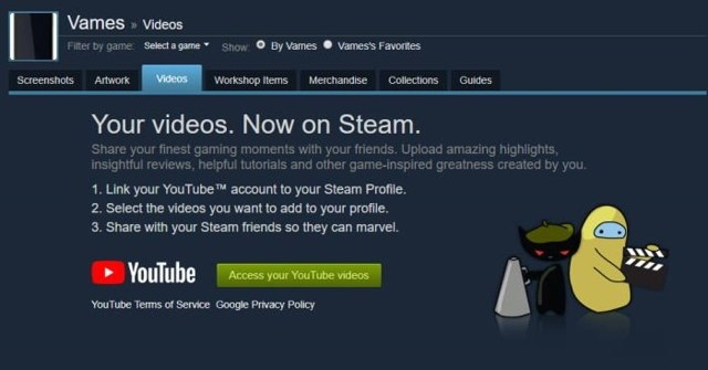 Connect Your YouTube Account to Steam to Share Videos