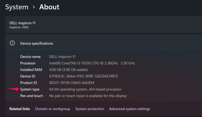 Installed Windows version