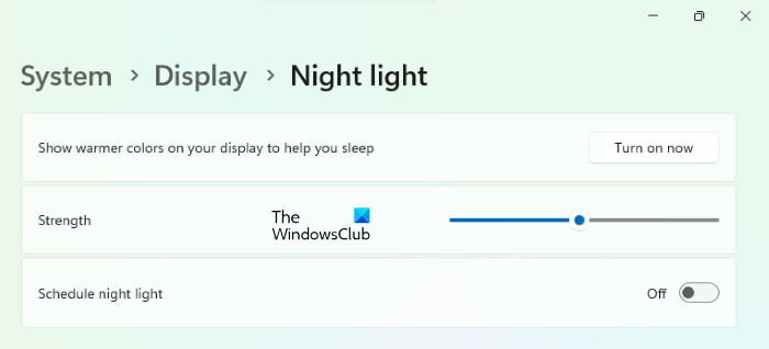 Decrease the strength of night light