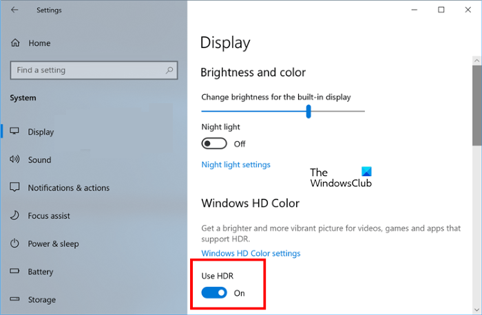 Turn on HDR in Windows 10