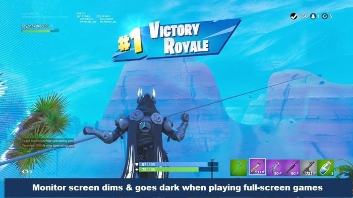 Fix a screen that dims during full-screen games on Windows